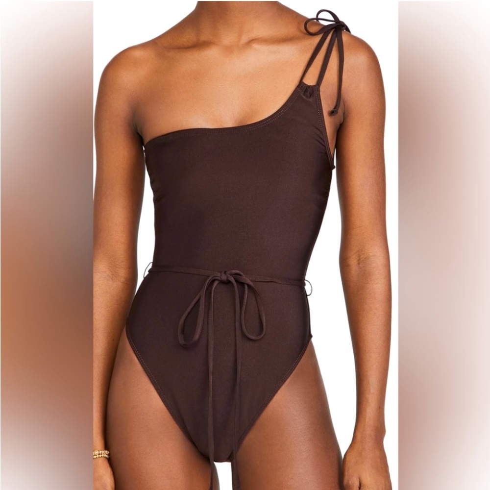 Good American 🤎 New Shine One Shoulder Swimsuit